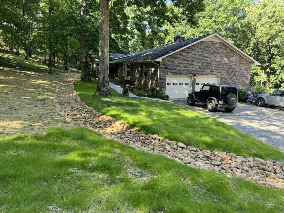 Backyard rock landscaping in Huntsville, AL