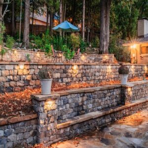Outdoor patio wall install by Greenscapes Outdoor Living in Huntsville, AL