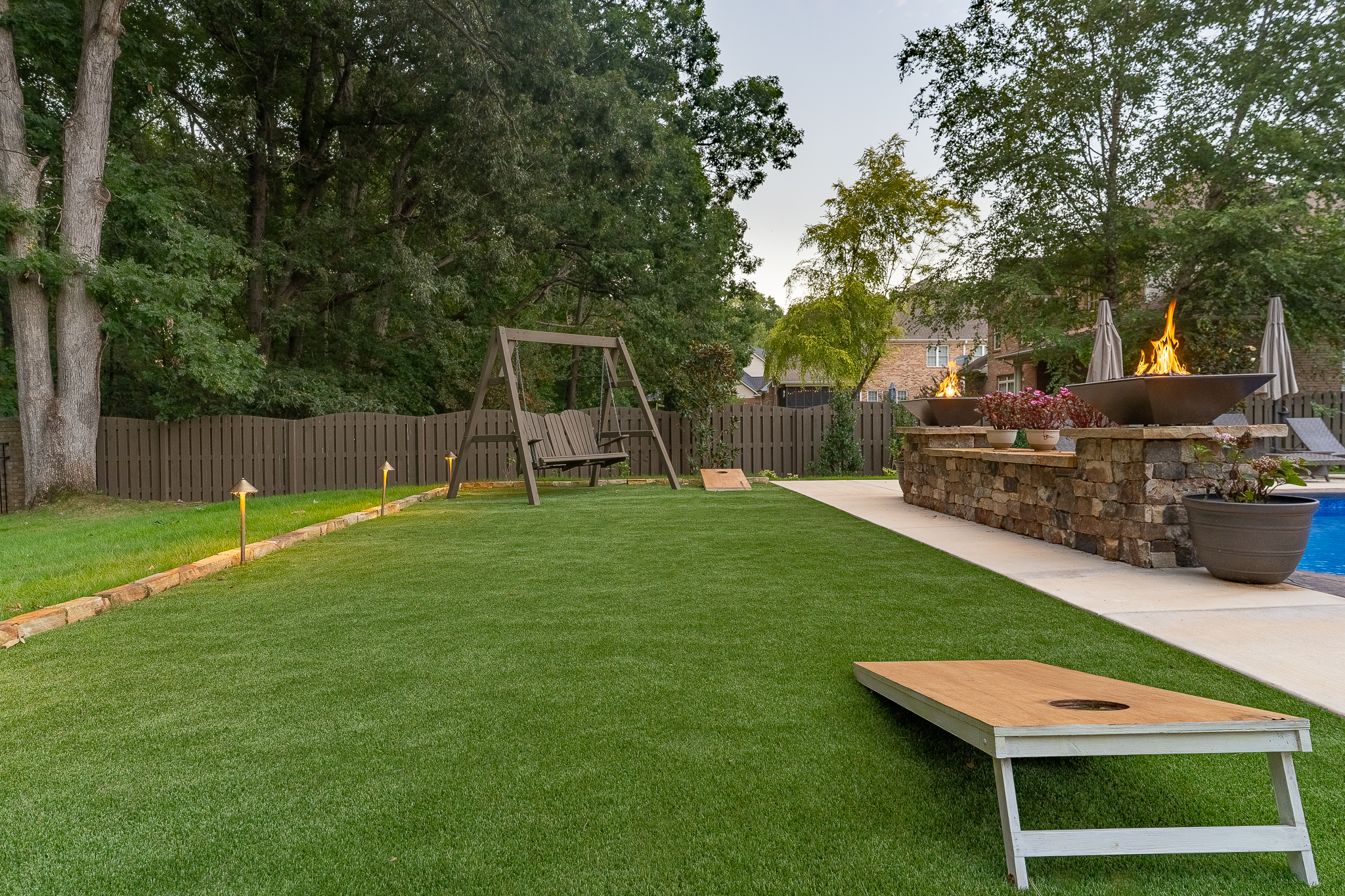 Outdoor turf installation by Greenscapes in Huntsville, AL