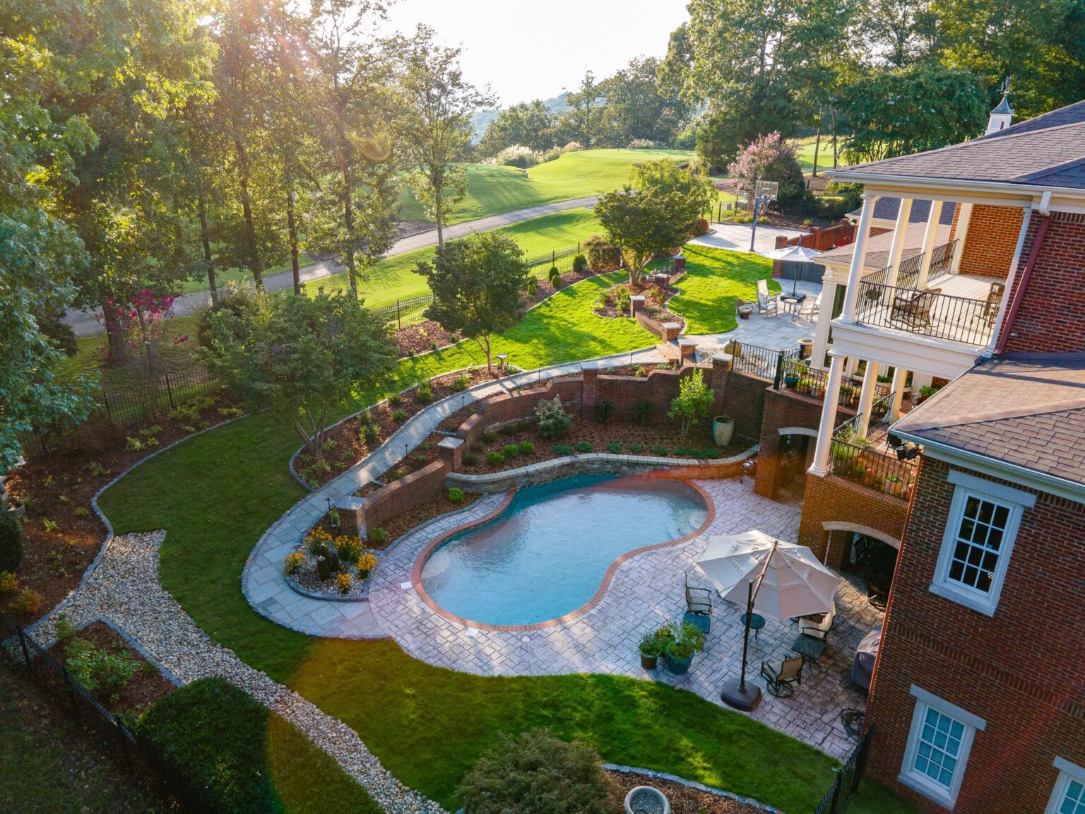 Drone view of a pool being built by Matt at Greenscapes Outdoor Living in Madison, AL